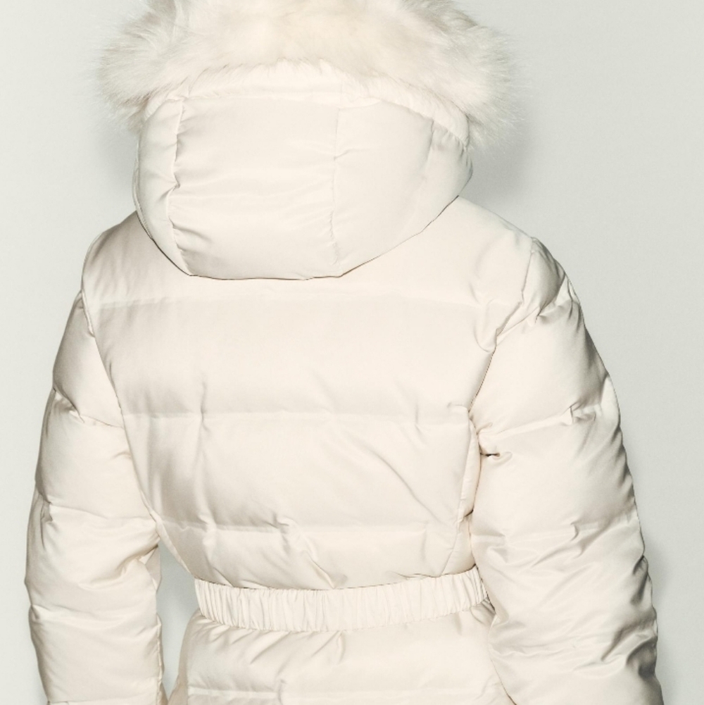 ZARA Women’s Water Repellent Windproof Hooded Puffer Coat(Ecru, US L) - Picture 7 of 16